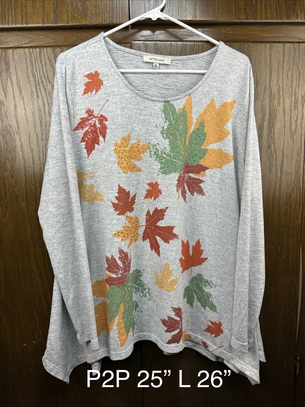 Astrologie Gray Autumn Leaf Long-Sleeve Top